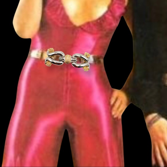 Vintage 1980’s Accessorycraft NYC Silver & Gold Equestrian Belt Buckle - Picture 2 of 8